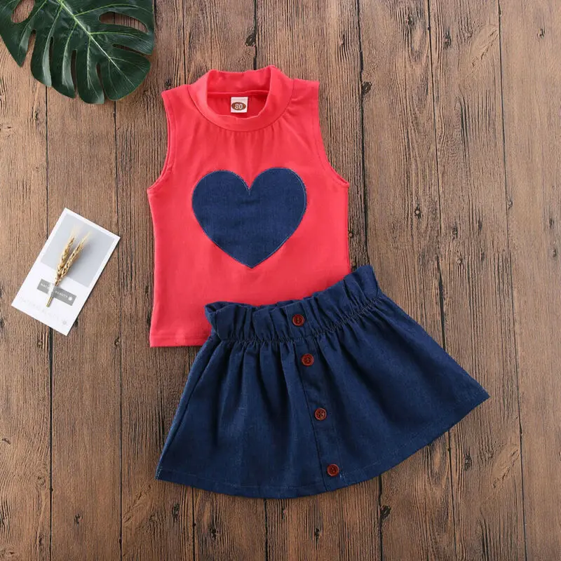 Новинка 2020 модный топ без рукавов и мини юбка в форме сердца для новорожденных