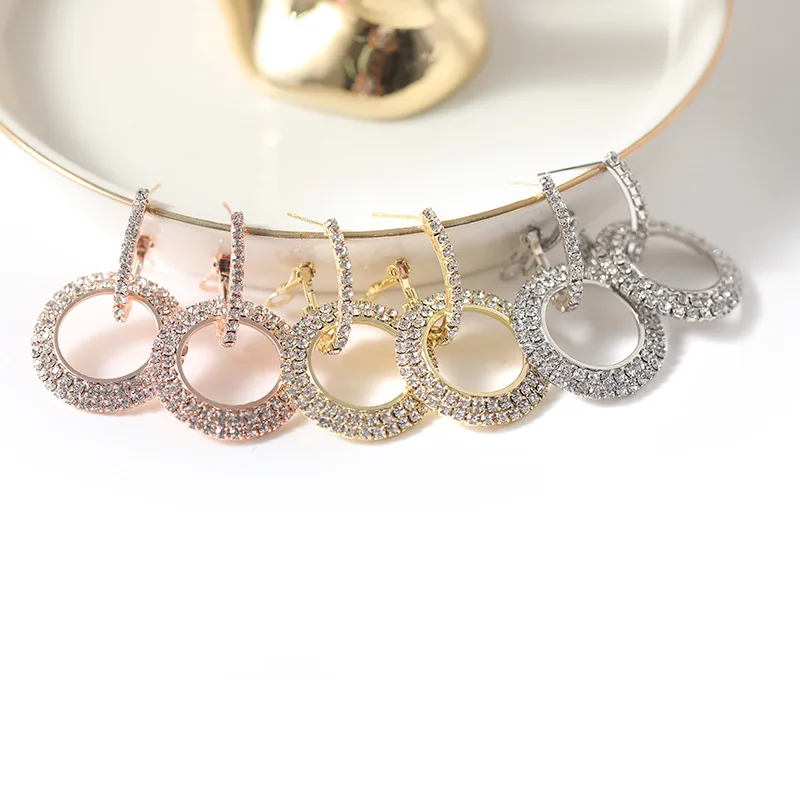 

Роскошные серьги-подвески с кристаллами циркония для женщин, минималистичные инкрустированные Стразы, темпераментные серьги-гвоздики, мод...