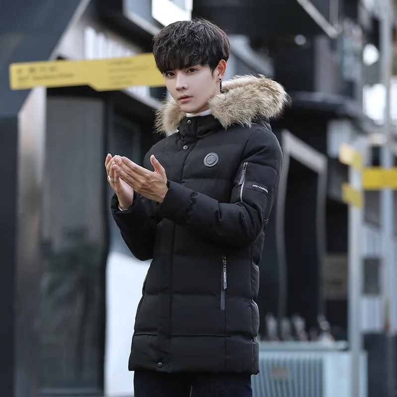 Мужская зимняя куртка корейская мода длинное пуховое пальто пуховики мужская