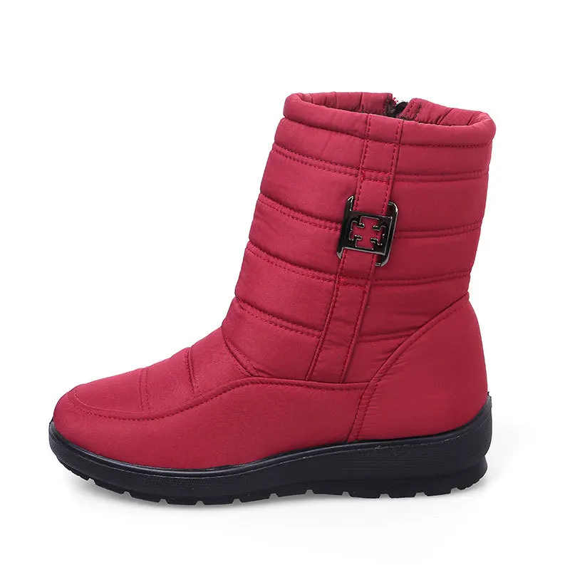 

42 Bootee Woman 2019 Female Winter Shoes Snow Boots Ankle Plush Fur Warm Winter Shoes Red For Ladies Boots Anti Slip