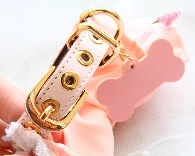 Розовый с принтом сердечки для маленькой девочки ошейник поводок комплекты