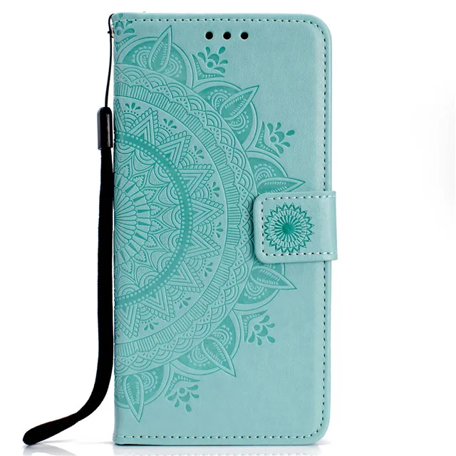 Mint green Мандала Цветок для женщин и мужчин PU кожаный бумажник флип чехол для телефона чехол для Apple IPhone X XR XS MAX 8 7 plus 6 6s plus 10 - Цвет: Mint green