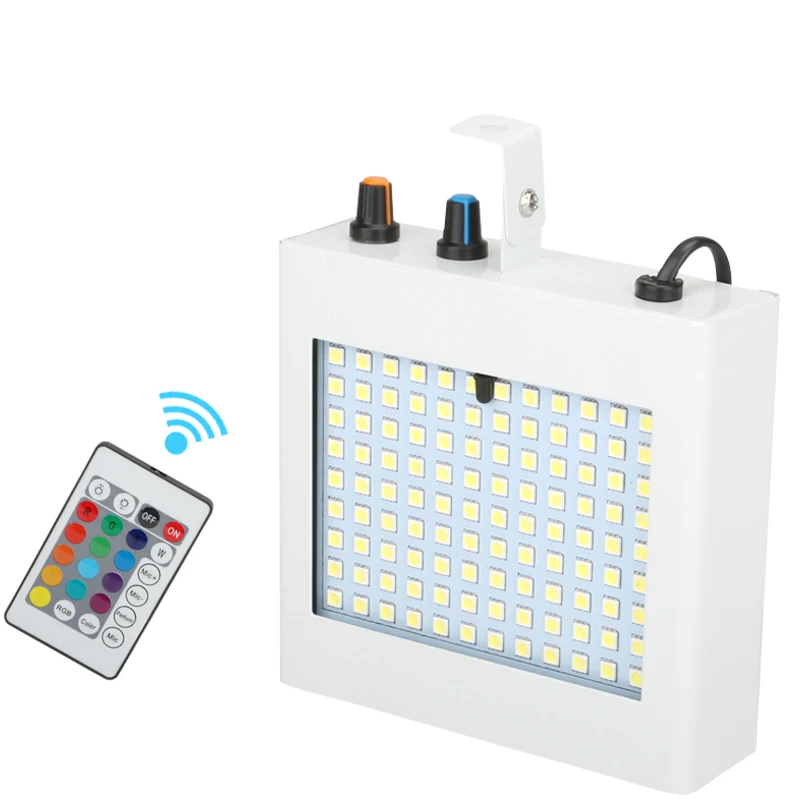 

108 LED Strobe Light Flash Sound Reaction Stroboscopic Disco Ballroom Light RGB Colors Flashing