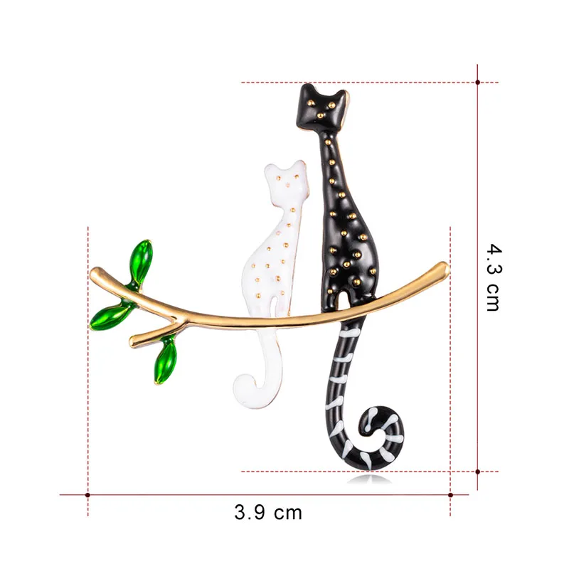 Women Children Couple Cats On The Branch Brooches Enamel Vivid Jewelry Sweater Dress Scarf Bag Pins Daily Accessories Gifts | Украшения и