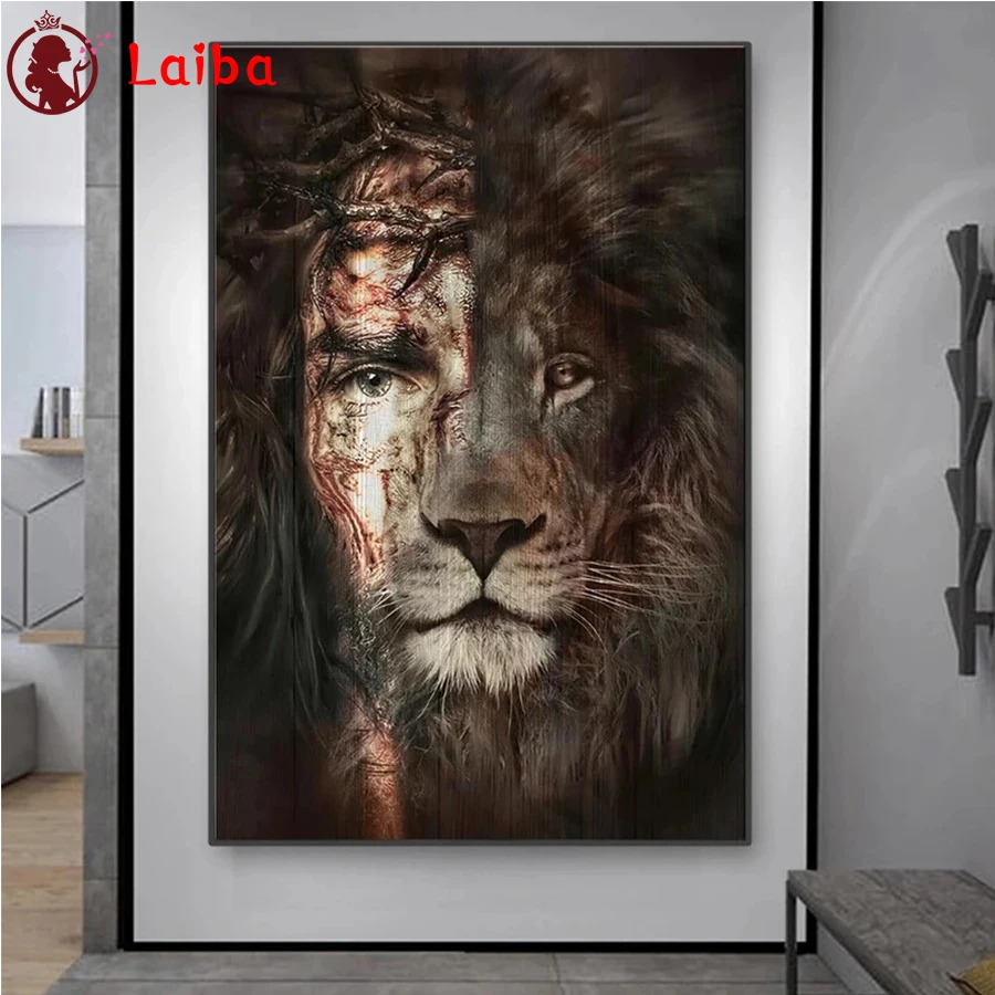 

Diamond Painting Abstract human face lion animal art Cross Stitch Diamond Mosaic Picture Embroidery crystal Beaded Handicraft