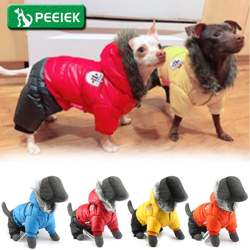 

Теплый пуховик для домашних животных, зимняя ветрозащитная хлопковая куртка с высоким воротником, водонепроницаемая и непромокаемая куртк...