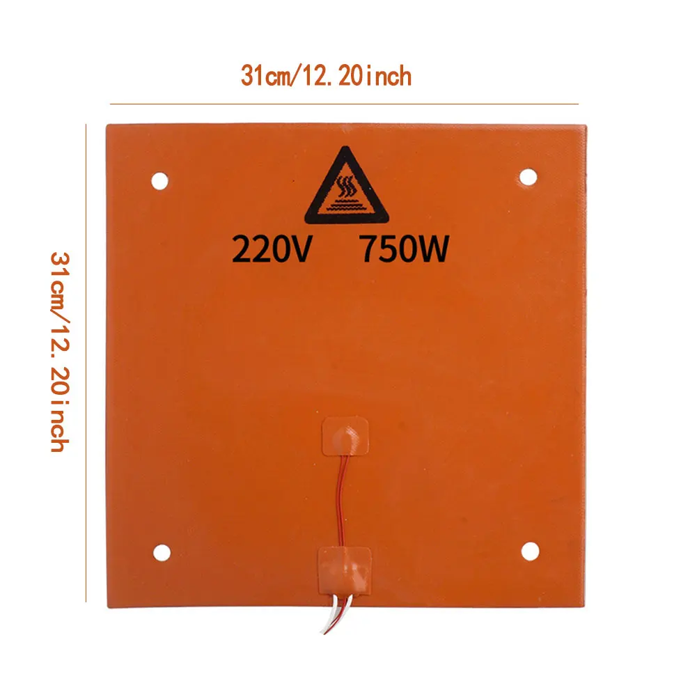 

Silicone Heated Pad Multifunctional 3D Printer Accessories Heating Plate 310x310mm 220V 750W 3CM Adhesive Backing Heater Bed