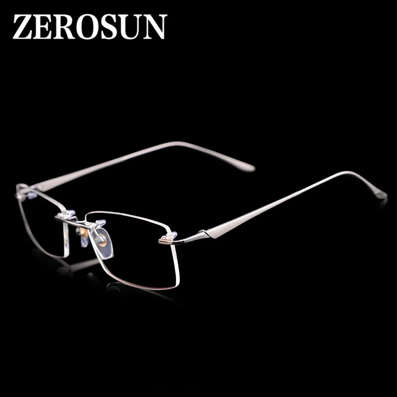 Zerosun титановые очки мужские без оправы оправа модные по рецепту золото серый| |