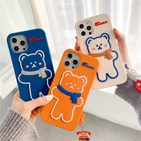 cute cartoon bear case for iphone 12 11 pro xs max case silicone cover for iphone 12 mini se 2020 xr x 7 8 plus cases strap ring