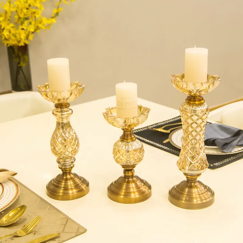 

Nordic Crystal Candle Holders Wedding Golden Modern Dinner Dining Table Romantic Candlestick Centro De Mesa Home Decor MM60ZT