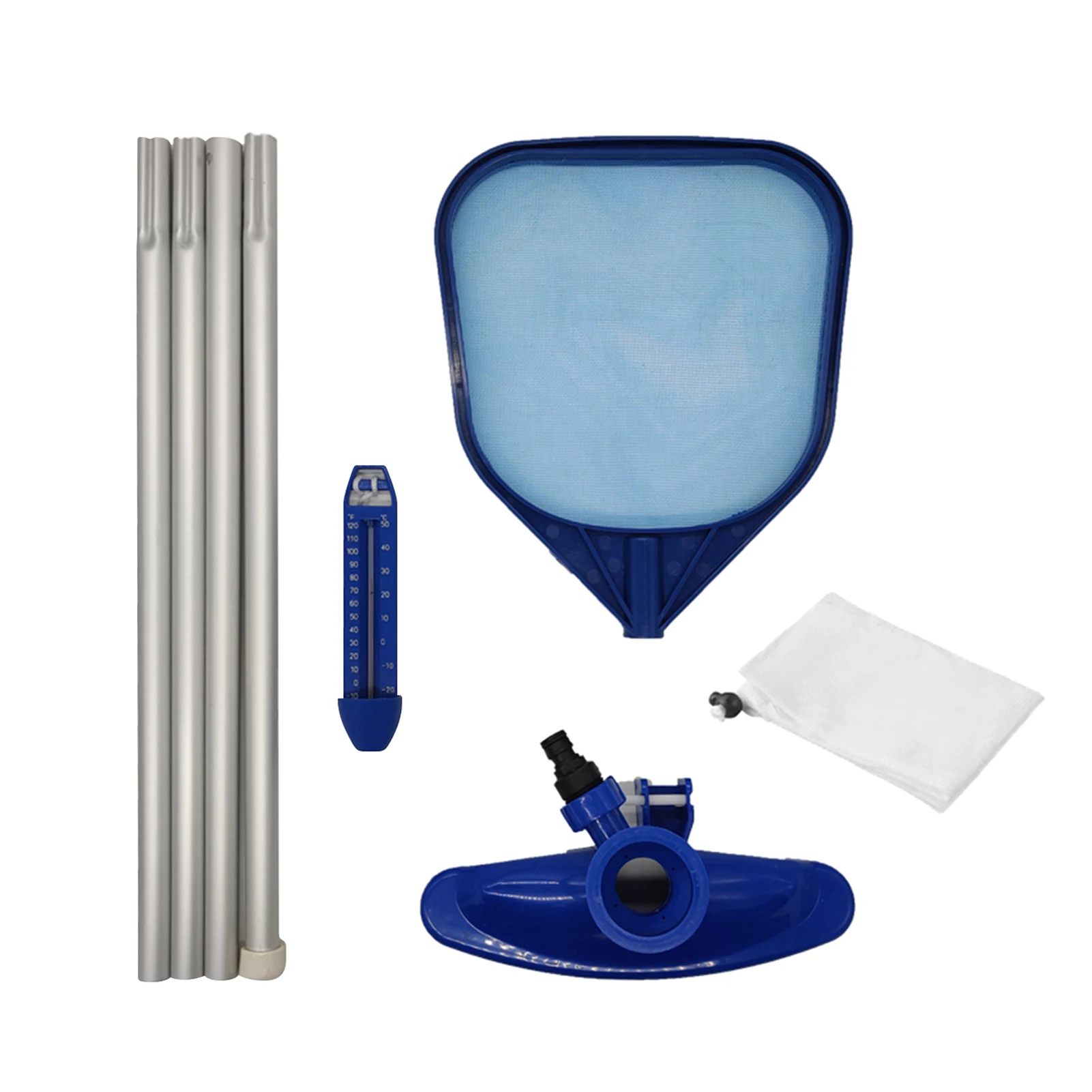 

Насадка с термометром для бассейна, вакуумная Регулируемая всасывающая головка, сетка для хранения, настенный инструмент для очистки нижне...