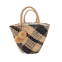 2020 summer new straw woven cabbage basket handbag holiday leisure hand made round straw woven bag