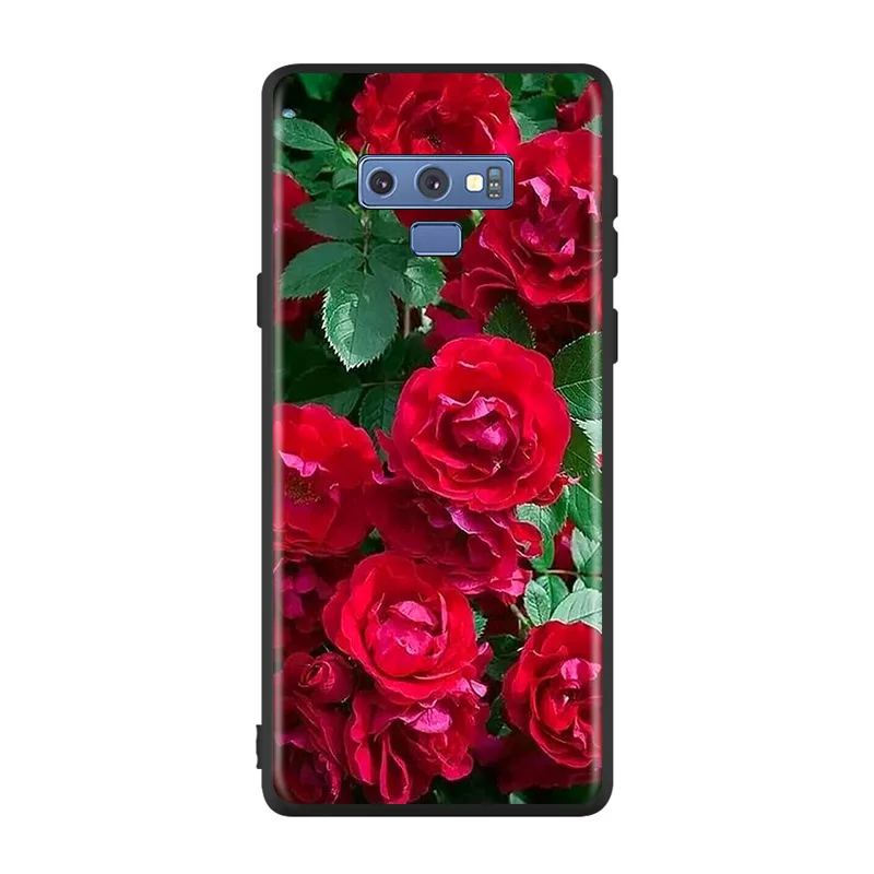 

Bright Black Cover Beautiful Red Roses For Samsung Galaxy Note 20 Ultra 10 9 8 S10 S10E S9 S8 S7 Plus 5G Phone Case