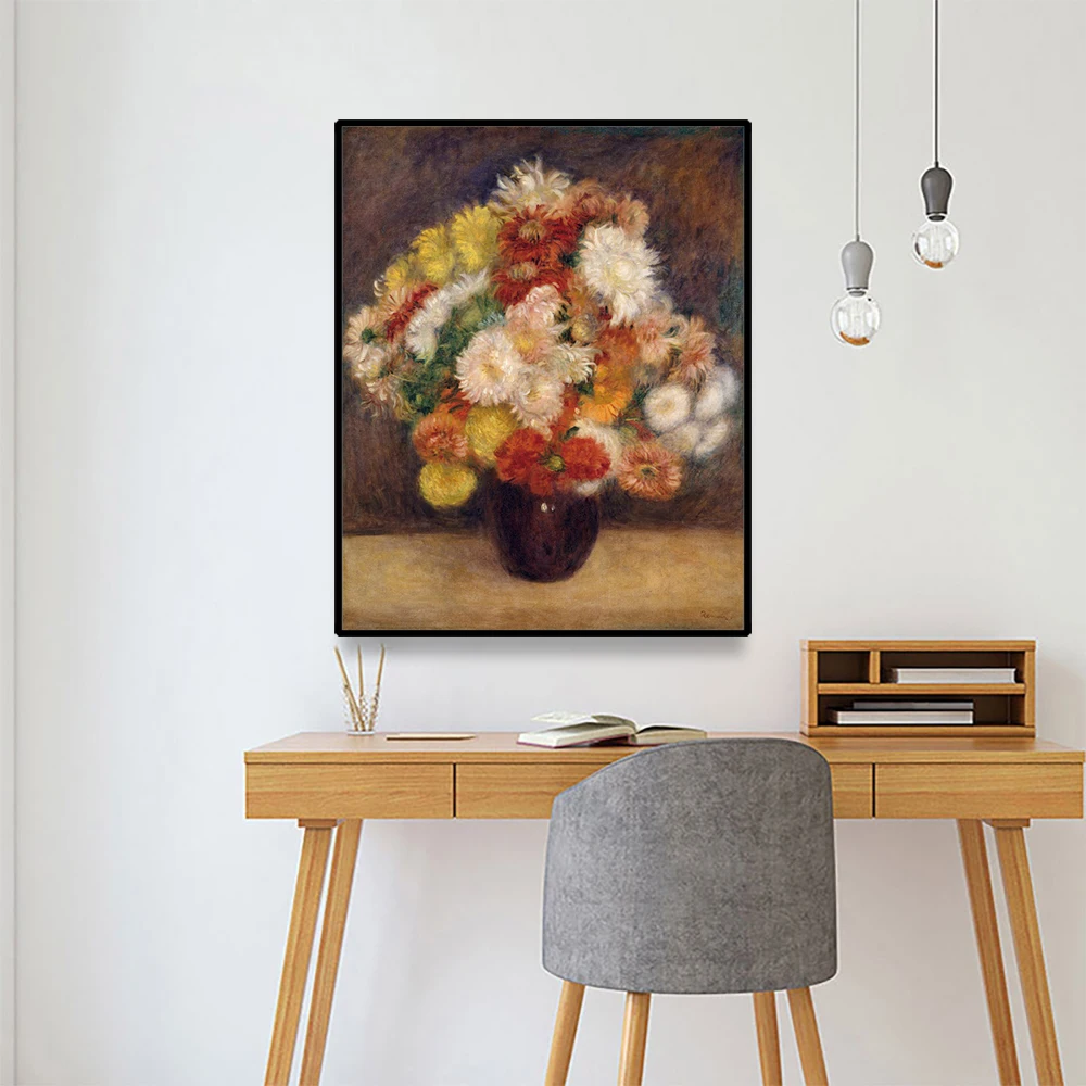Cassisy Canvas Oil Painting Auguste Renoir《Bouquet Of Chrysanthemums》Artwork Picture Poster Modern Home Living room Decoration | Дом и сад