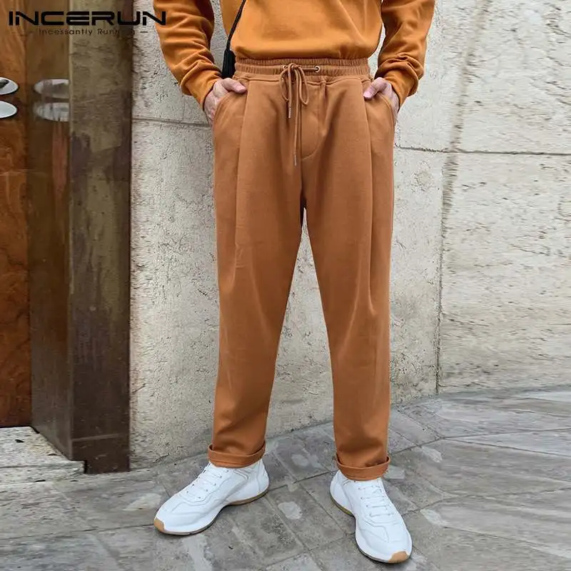 

Мужские свободные прямые брюки на шнуровке, с карманами