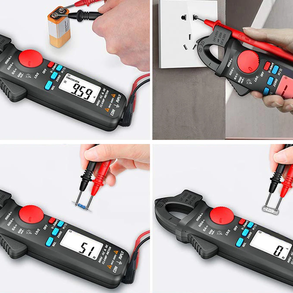 

ACM92 DC/AC Clamp Meter 0.1mA Current 6000 Counts Auto-Range Multimeter Amp Voltage Frequency Resistance Live Check NCV Tester