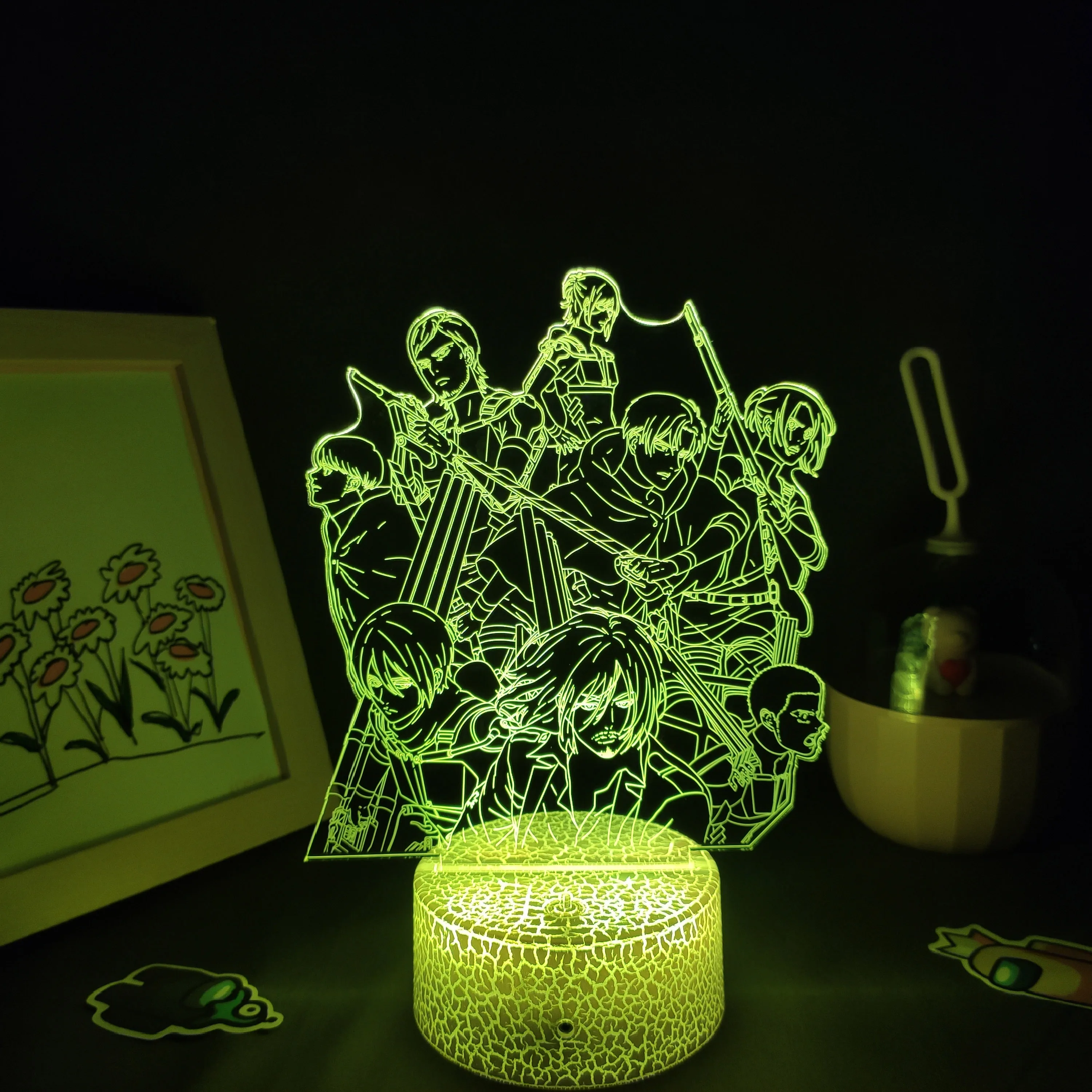 Фигурка аниме Атака Титанов 4 светодиодная Ночная лампа Эрена джегера Егера 3d