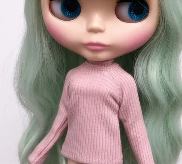 light pink Blyth в рубчик с высоким, плотно облегающим шею воротником свитер для шарнирной куклы футболка для azone кукольный наряд(Fit blyth, BJD, озон, pullip, лат, licca, ob, kurhn, 1/6 кукла - Цвет: light pink