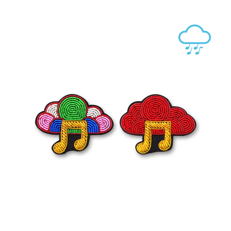 

French design Indian silk embroidery badge creative hundred matching ornaments cloud music handmade brooch brooch pin