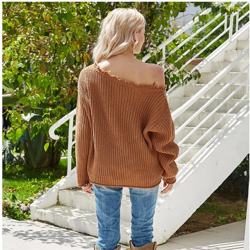 Женский свитер Shikoroleva Осенний Рождественский пуловер с открытыми плечами