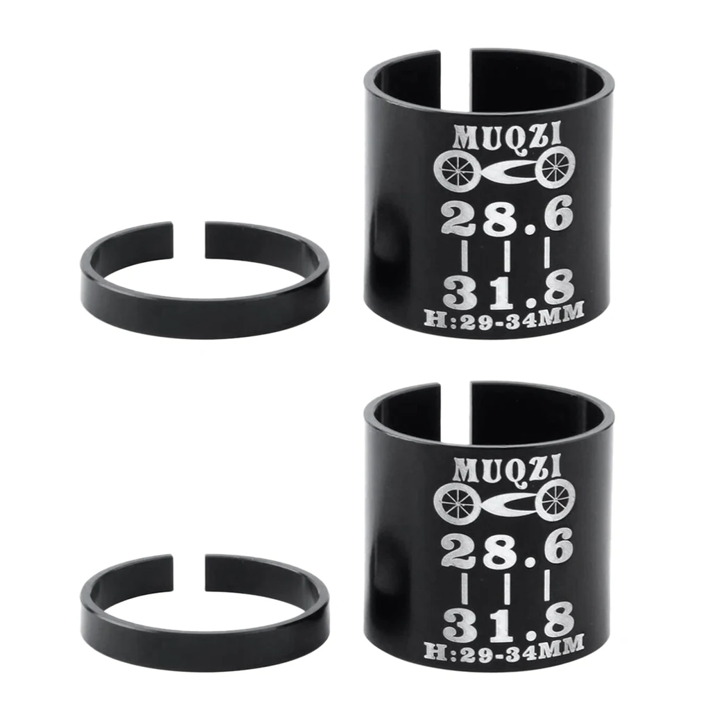 

2pcs Bicycle Bike Stem Fork Shim Fork Steerer Tube Adapter 31.8mm to 28.6mm Non-slip Handlebar Shim