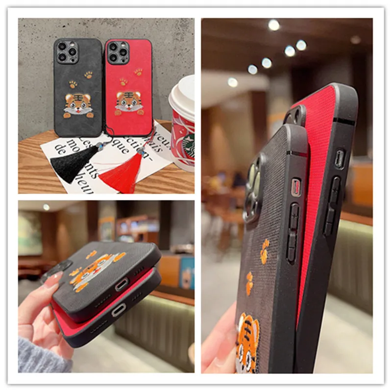 

Chinese Style Embroidery Tiger Protective Cover Hard Shell Anti-fall Phone Cases For Huawei P30 Honor 50 Nova 9 8 SE Mate 40 Pro