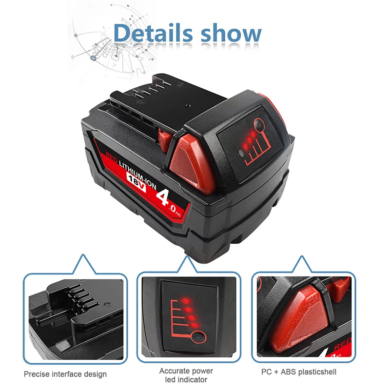 Литиевая аккумуляторная батарея для Milwaukee 48 11 1890 1815 M18|Перезаряжаемые батареи| |