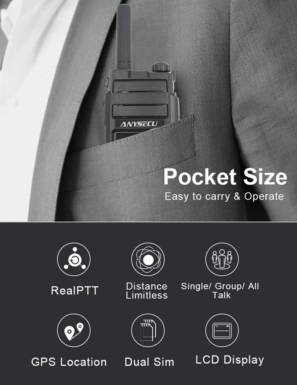 Рация Anysecu 4G LTE Android HD700 прочное переговорное устройство для сетевого телефона