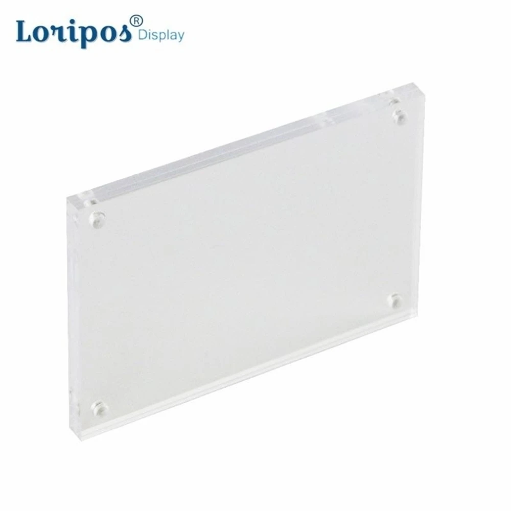 

Freestanding Small Clear Acrylic Magnetic Picture Display Stand Photo Frame New Wall Mounted Sign Holder Paper Card Poster Cover