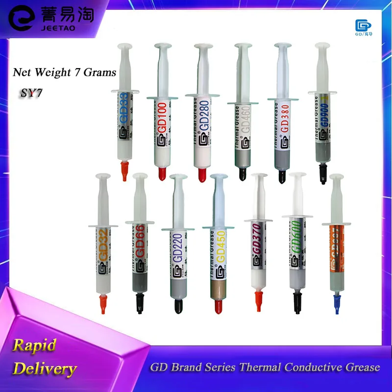 

GD Brand Series Thermal Conductive Grease Paste Net Weight 7 Grams Syringe Packaging Plaster CPU Heat Sink Compound SY7