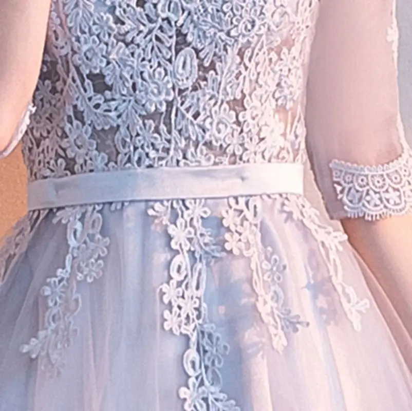 

Vintage Dress Short Ball Gown Light Gray Womens Elegant Prom V-Neck Lace Party Dress Fashion Evening Banquet china dress