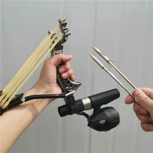 Рогатка для рыбалки, большая мощность, Рогатка для стрельбы, катапульта для лука, рыболовные дротики, Резиновая лента, Защитная перчатка