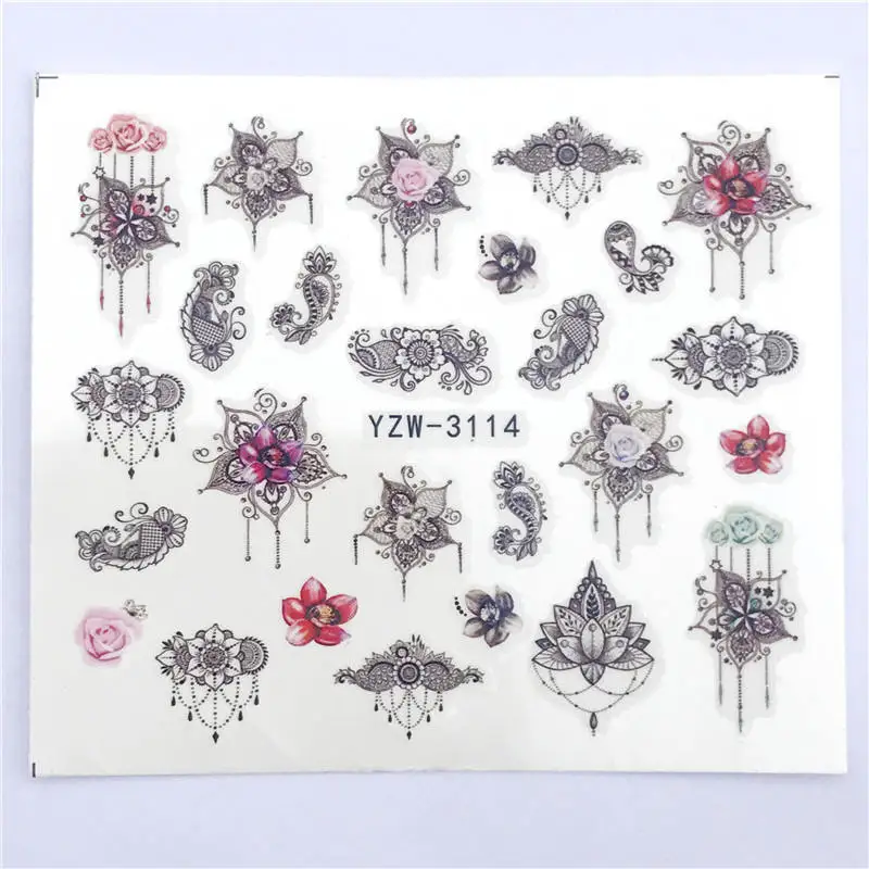 Фото ZKO 1 лист винтажное ожерелье/Винтажный цветок водный переводной - купить