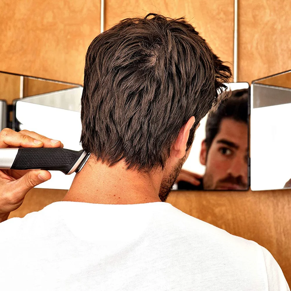 

1PC Telescopic Hanging Type Mirror Free Adjustable Height Three-foldable Mirror