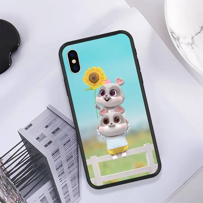 

YNDFCNB Bunny Phone Case for iPhone 11 12 Pro Max 6 6s 7 8 Plus XS XR 12mini SE 2020 Black Soft TPU Cover Silicone Coque