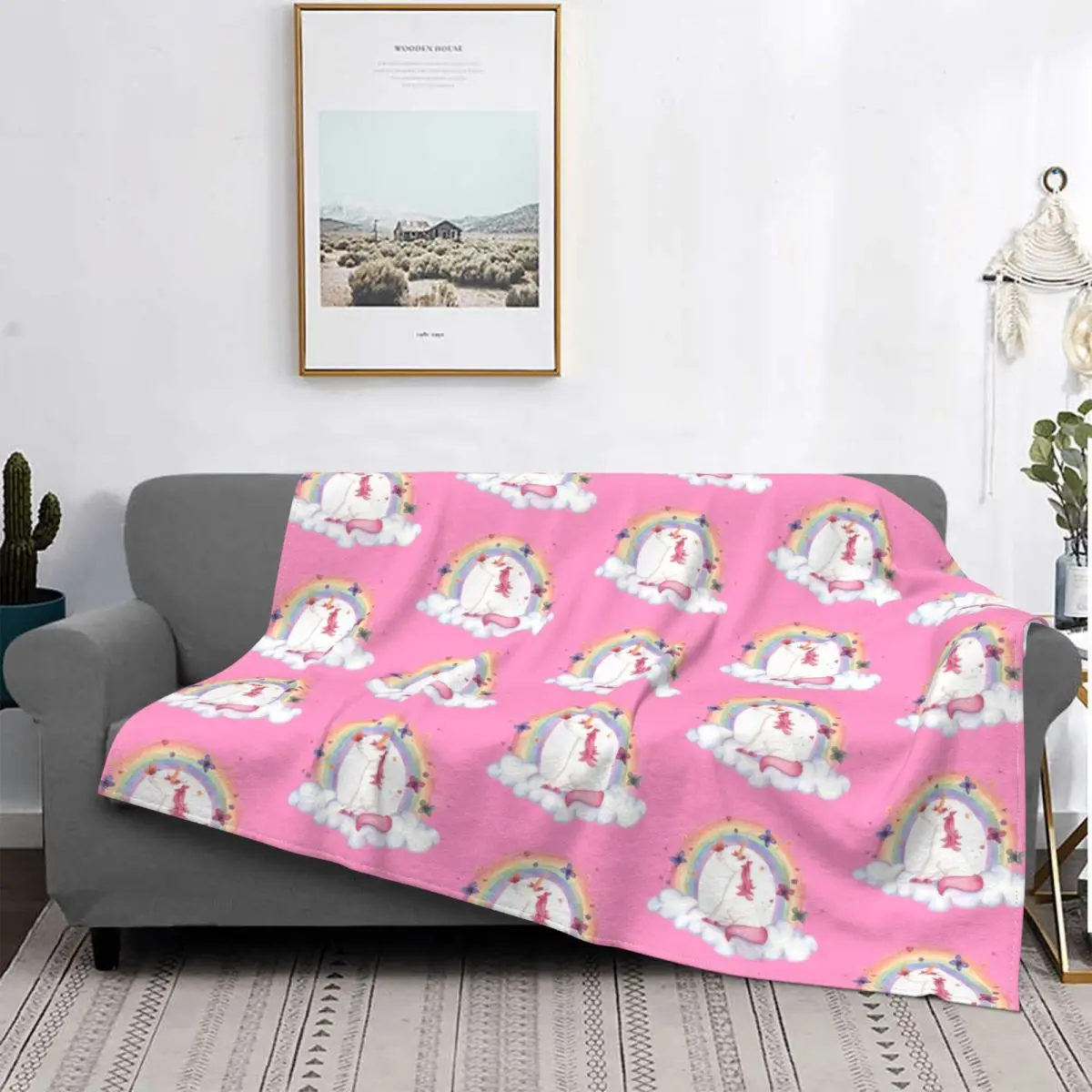 

Magical Unicorn Blanket Fleece Printed Rainbow Breathable Lightweight Thin Throw Blanket for Bed Outdoor Bedding Throws