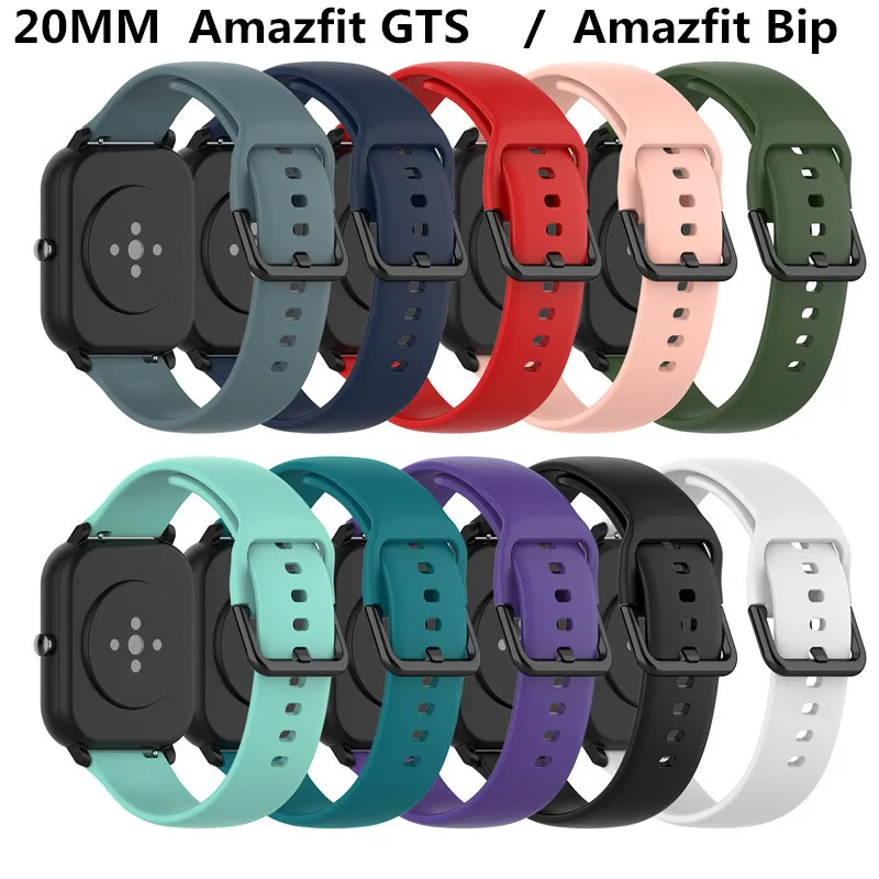 100 шт силиконовый ремешок для наручных часов для Xiaomi Huami Amazfit GTS/GTR 42 мм/Bip Lite Смарт-часы браслет ремешок Красочные заменить