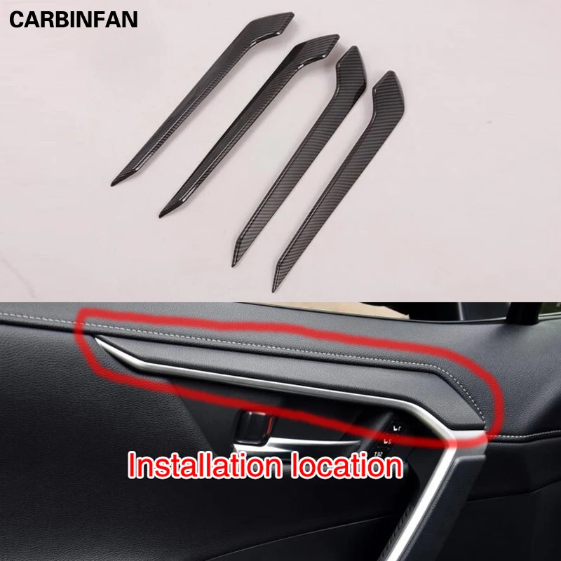 Наклейка на внутреннюю дверь из углеродного волокна для Toyota RAV4 RAV 4 2019