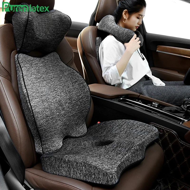 Purenlatex Car Pillow Auto Seat Cushion Memory Foam Orthopedic for Office Pad Coccyx Sciatica Back Pain Relief | Дом и сад