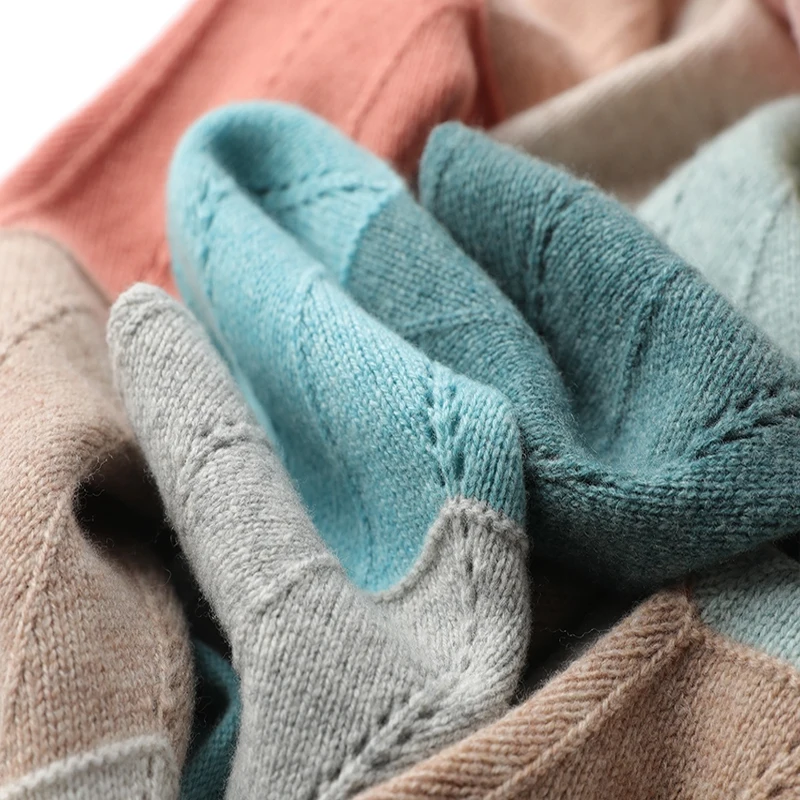 SuyaDream Women 100%Wool Sweaters 2021 Winter V Neck Loose Pullovers 2021 Fall Winter Top Pink Grey