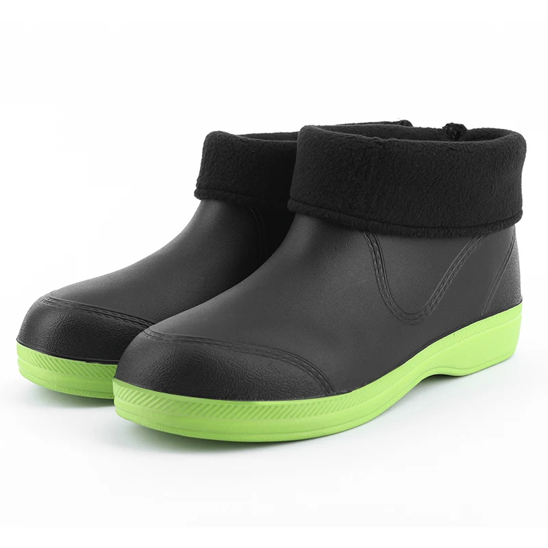 

Couple Ankle Boots Women Autumn Shoes Ladies PU Leather Waterproof Rain Boots Non-slip Woman Plush Boot Woman Black Flat Shoes