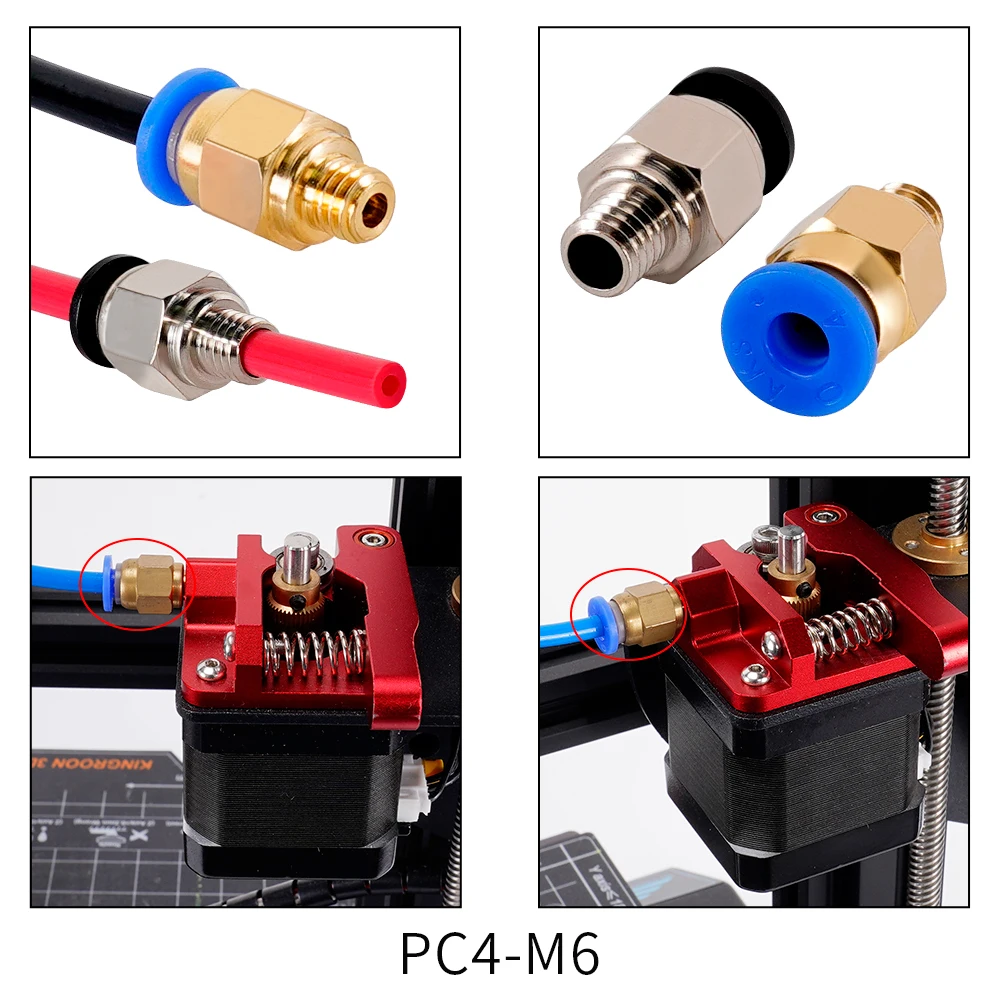 5pcs PC6 PC4-01 Pneumatic Connector For E3D V5 V6 3D Printer Parts Quick Jointer Feeding 1.75mm Filament Pipe Remote Push Bowden |