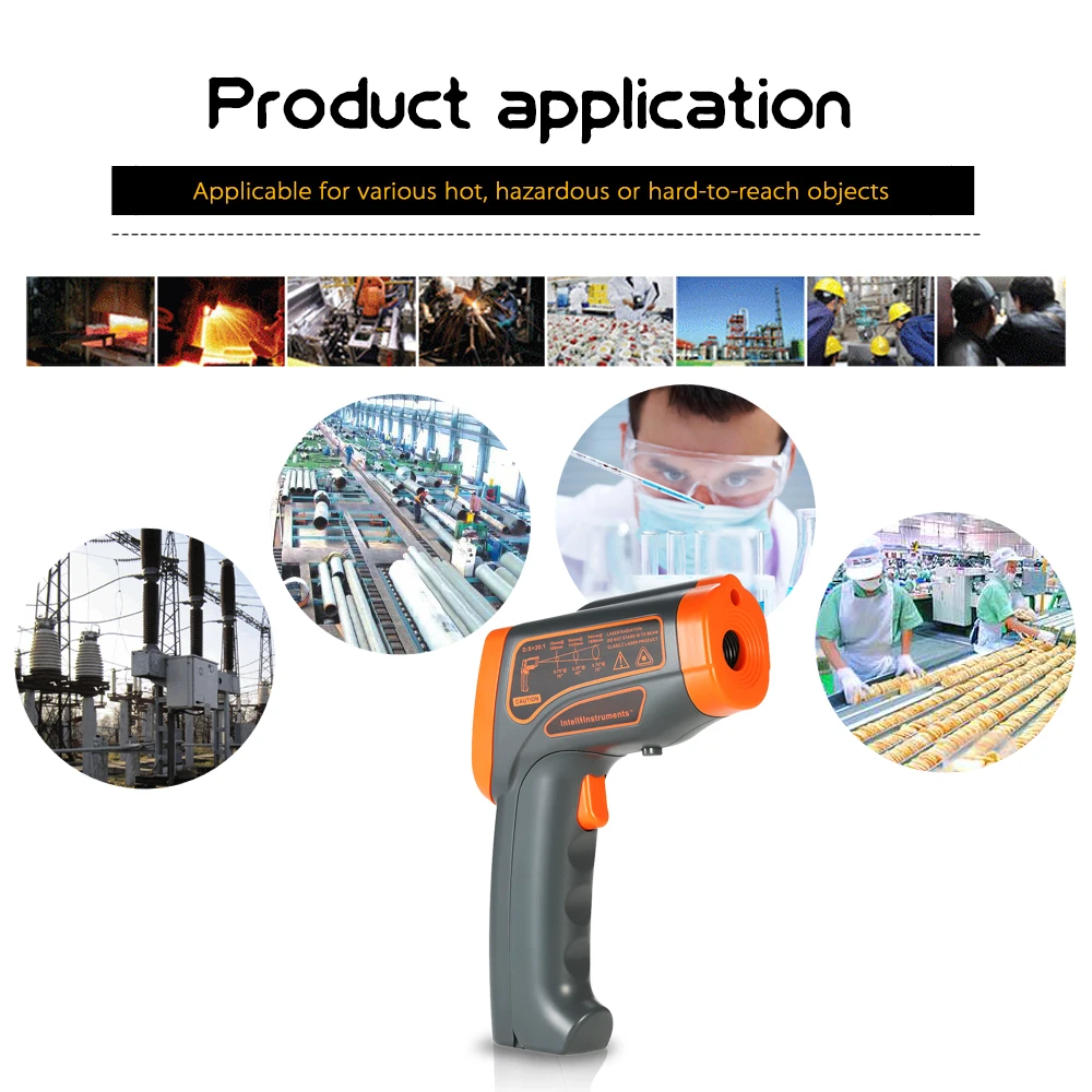 

-18~1650 LCD IR Infrared Thermometer Non-Contact Digital Pyrometer Temperature Tester Meter Termometr Industrial Thermometer