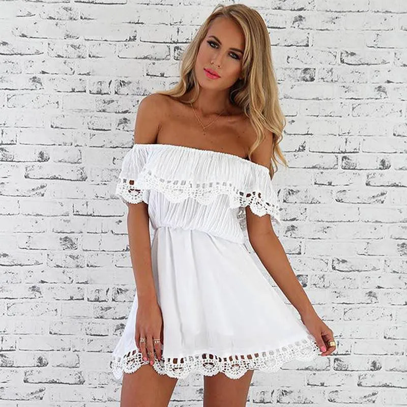 

Модное женское элегантное винтажное милое Кружевное белое платье, стильный пикантный Повседневный облегающий пляжный летний сарафан с выр...