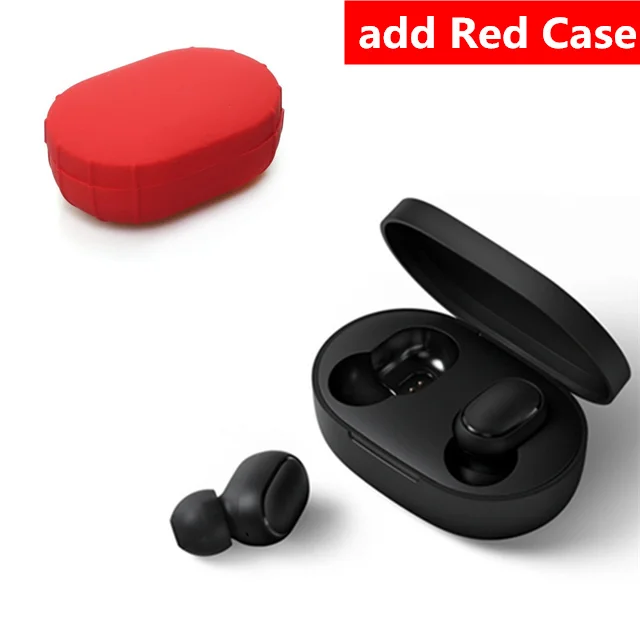 add red case Xiaomi Redmi Airdots беспроводные наушники Bluetooth 5,0 Голосовое управление гарнитуры шумоподавление управление - Цвет: add red case