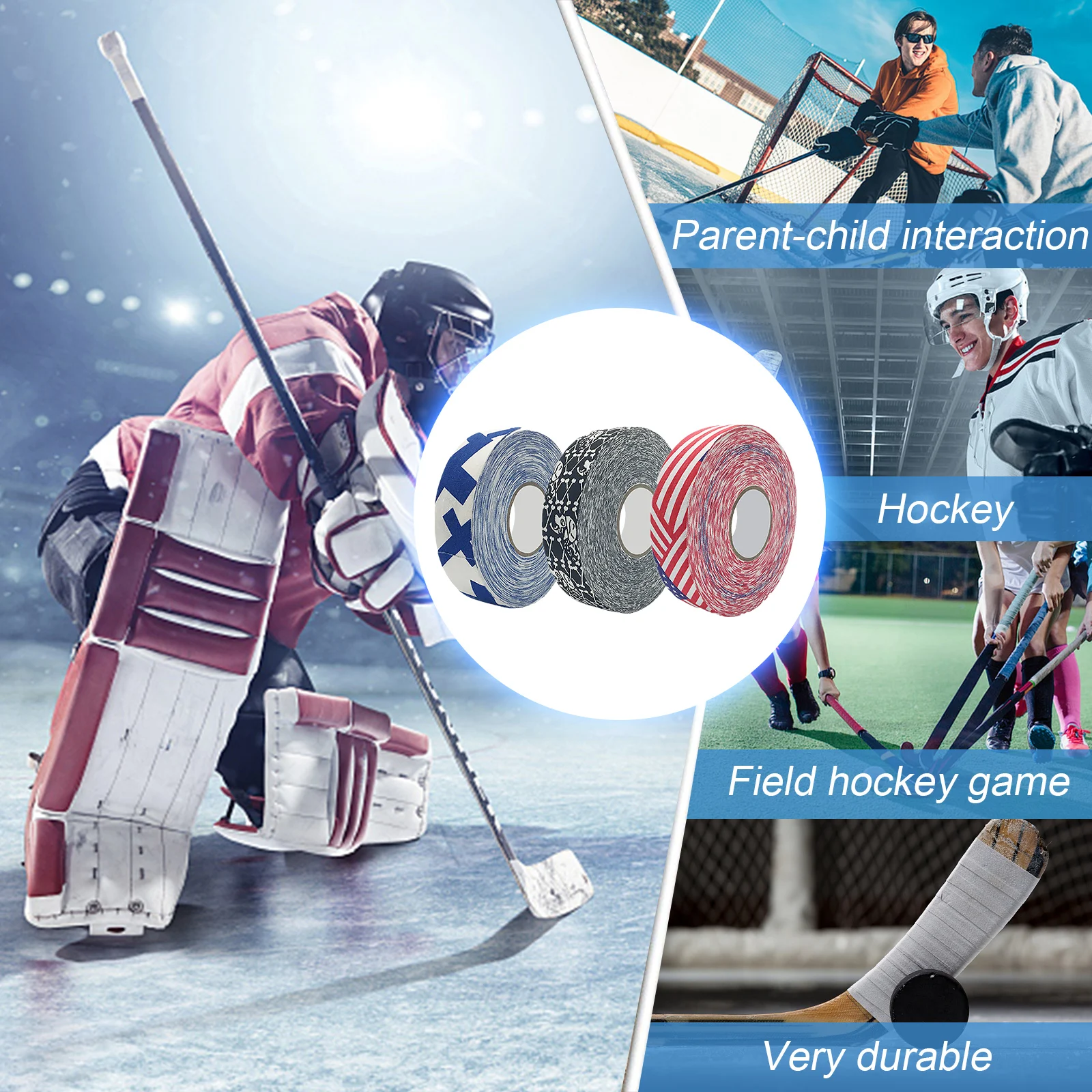 3pcs Hockey Tape Cloth Roll for Ice Roller Stick Blade Handle Protector Anti-Slip Lacrosse Baseball Bat Tapes | Спорт и развлечения