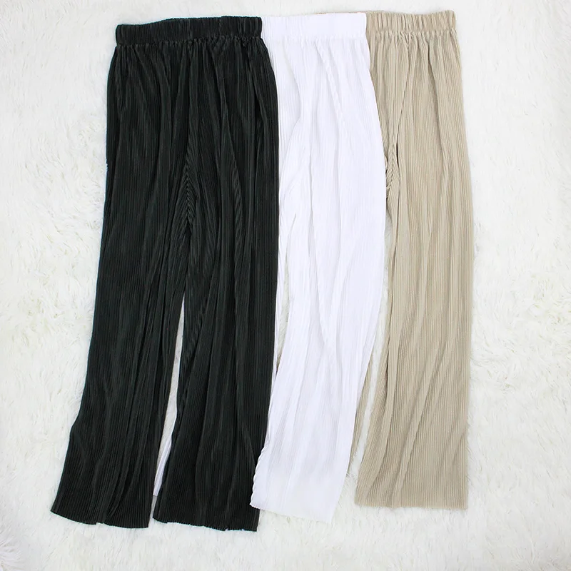 

Pleated Wide Leg Pants Loose Ankle Length Elastic Waist Casual Long Trousers Pantalon Femme Vintage Streetwear Pants Women