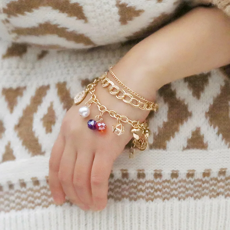 Новое поступление двухслойный роскошный браслет для женщин женский золотой с