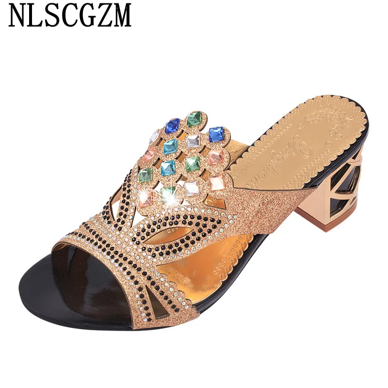 

Ladies Shoes Slippers Shoes for Women 2022 Pantufa Woman Slippers Slides Women Ladies Slippers High Heels Crystal Terlik Zapatos