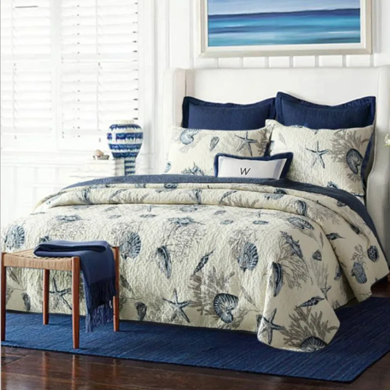 1 шт. покрывало для кровати в деревенском стиле + 2 наволочек синее одеяло из